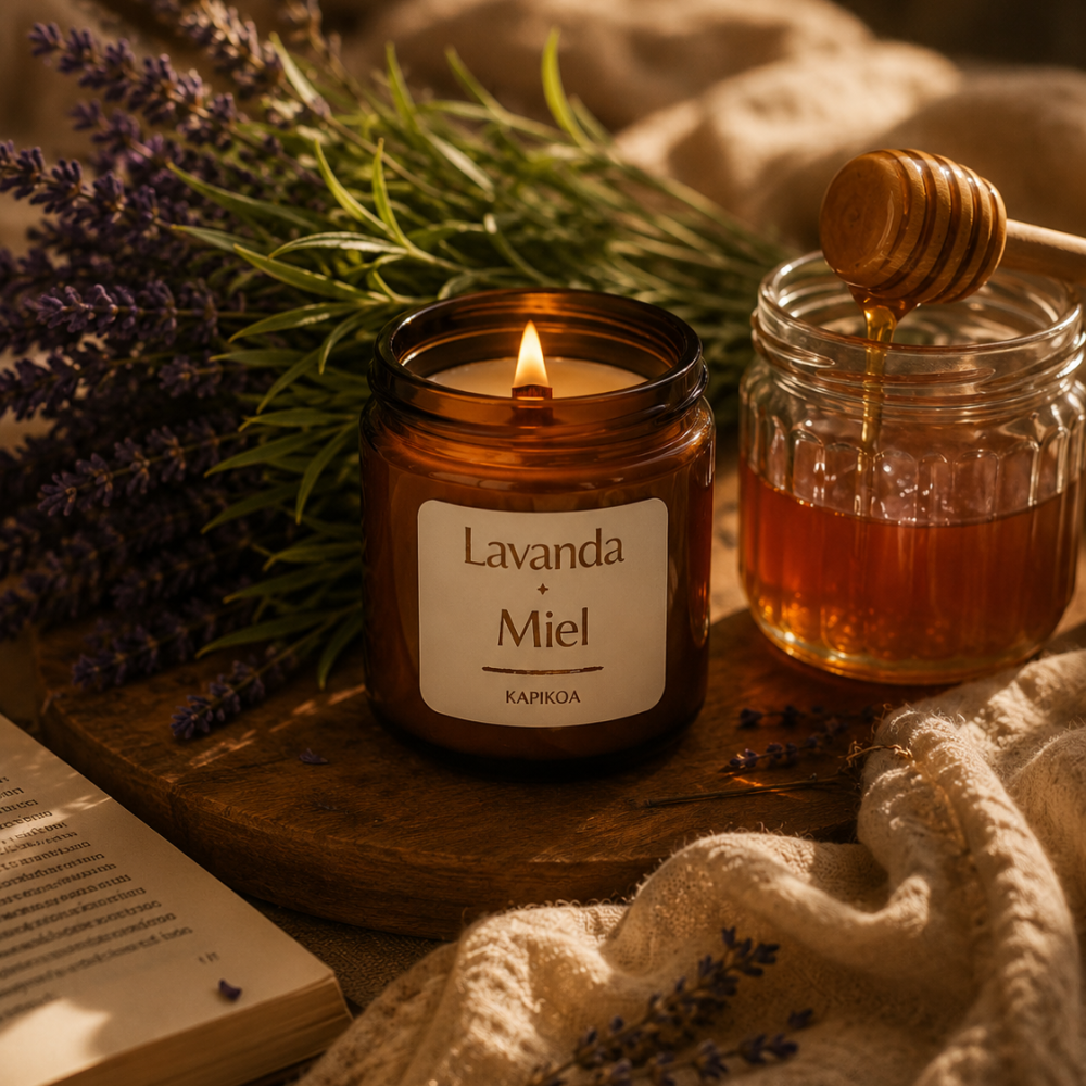 VELA LAVANDA Y MIEL