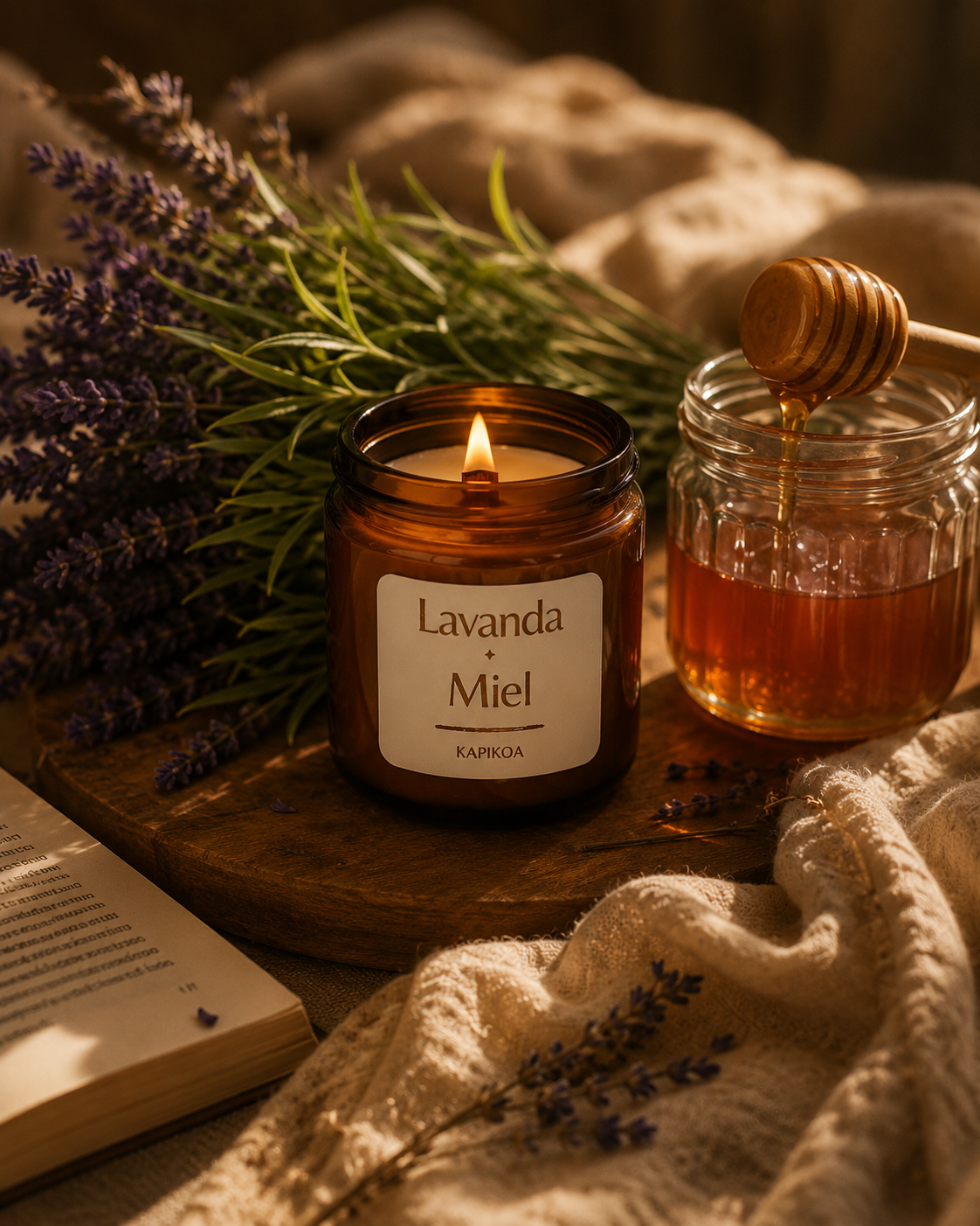 VELA LAVANDA Y MIEL